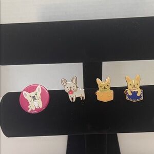 Cute French Bulldog Enamel 3 Pin Set - Pink, Tan, Blue